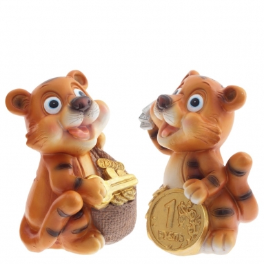 Копилка "Тигр", L8 W8 H11,5 см, 2 в.