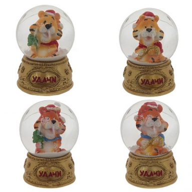 Фигурка декоративная в стеклянном шаре "Тигр", L4,5 W4,5 H6 см, 4в.