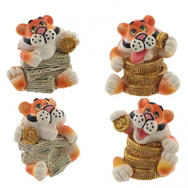 Фигурка декоративная "Тигр", L3 W2 H3 см, 4в.