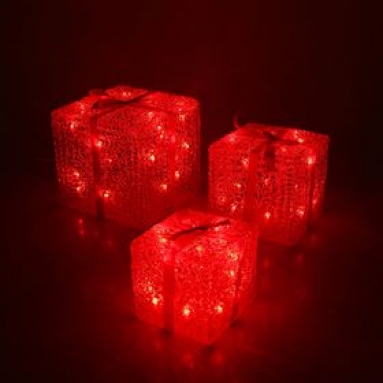 Фигура акрил. "Подарки" Кубы 15х20х25 см, 54 LED, 220V КРАСНЫЙ