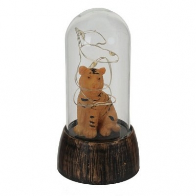 Фигурка декоративная в стекл.колбе "Тигр" (подсветка, 3xAG10), L5 W5 H9,5 см