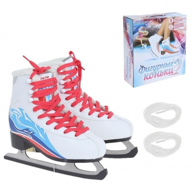 Коньки фигурные с мехом 215DB white-red-blue, размер 41