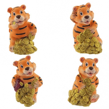 Фигурка декоративная "Тигр", L2,5 W3 H4 см, 4в.