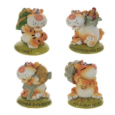 Фигурка декоративная "Тигр", L4,5 W5,5 H5,5 см, 4в.